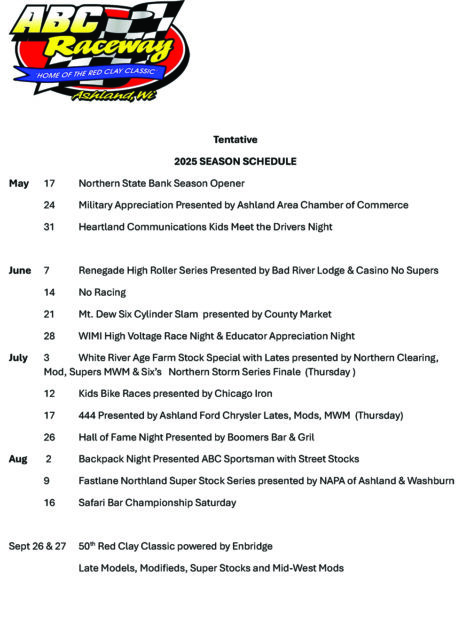 Schedule – ABC Raceway